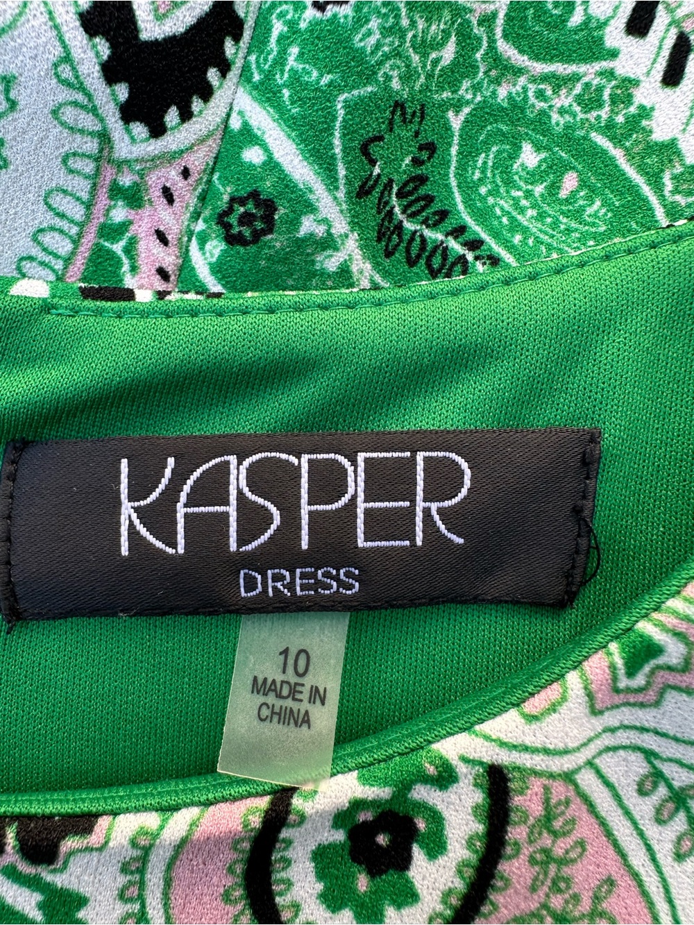 Kasper printed Ruffle -sleeve sheath green paisley print Dress women’s size 10 - Picture 4 of 13